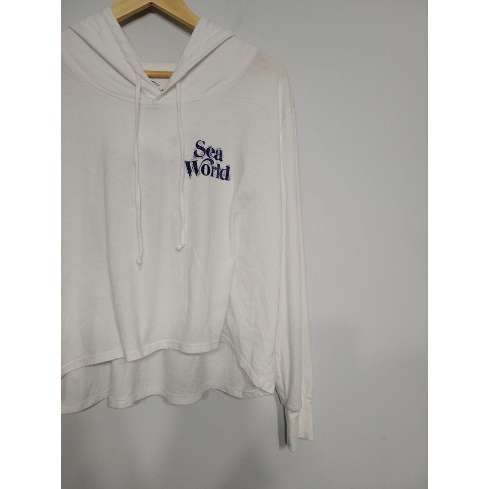 Sea World Women's Sweater Size XL Cropped White Hooded - Picture 5 of 5